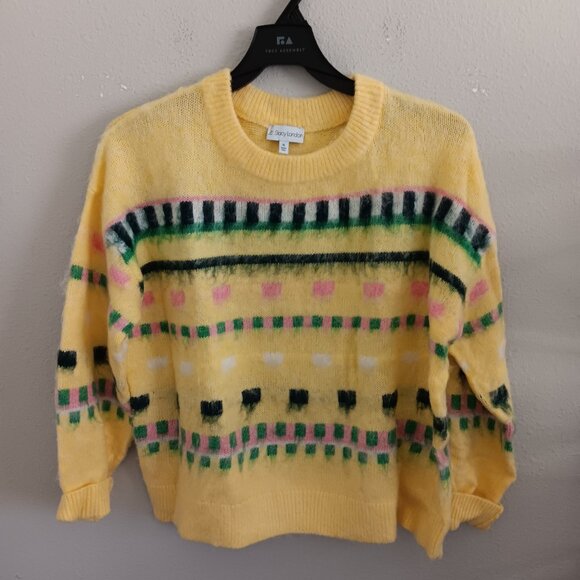 by Stacy London Patterned Crew Neck Cozy Sweater - Lemon Sz XL a670718 - Picture 2 of 6